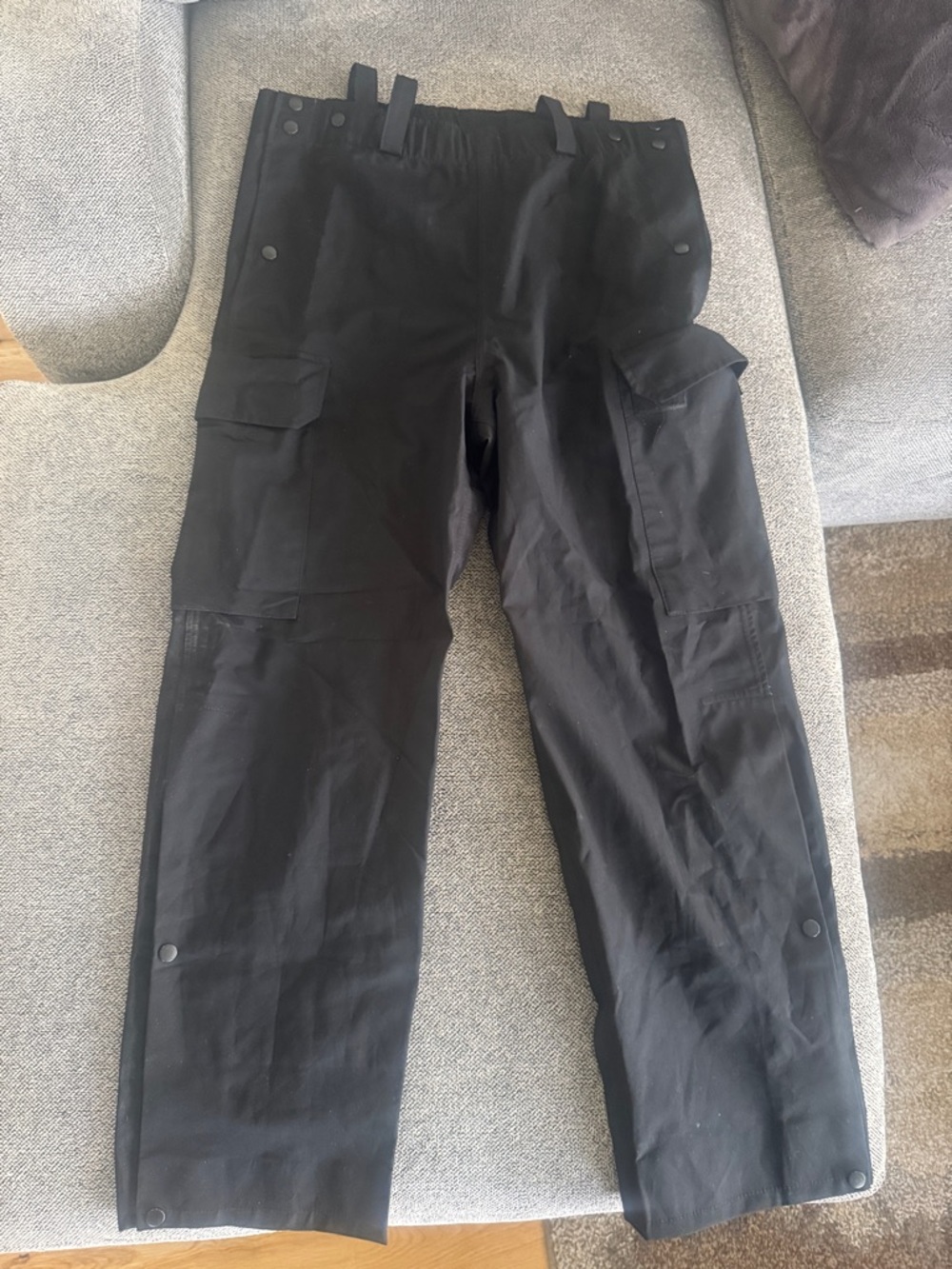 Men's Black Cargo Rain Duty Pants with Utility Pockets